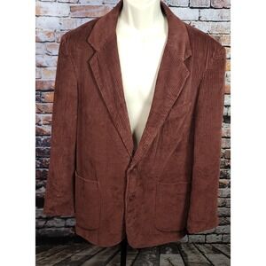Vintage 1970s Brett Mens Corduroy Blazer Jacket 40R Brown Retro Dark Academia